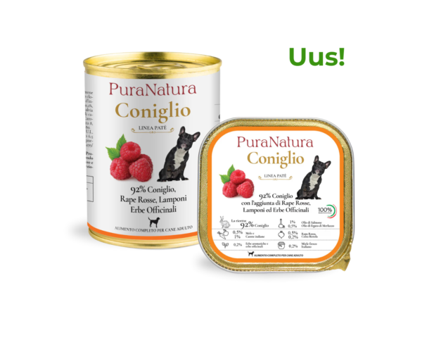 PuraNatura Dog Rabbit & Raspberry. Küülik ja vaarikad, märgtoit koertele