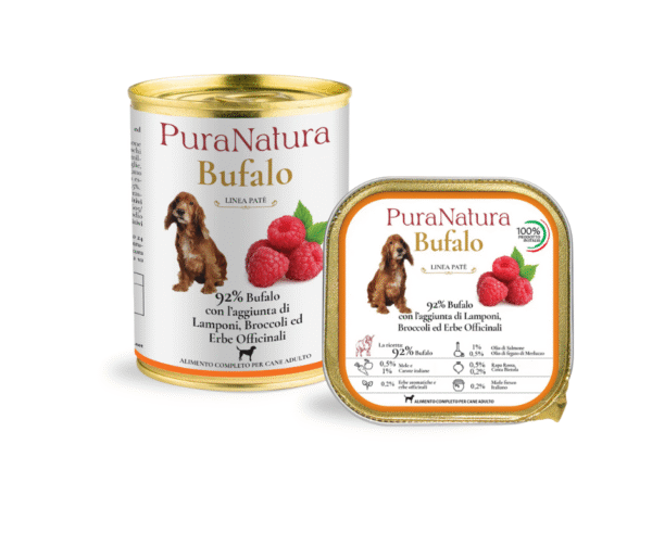 PuraNatura Dog Bufalo & Raspberry. Marmorjas veiseliha ja vaarikad, märgtoit koertele