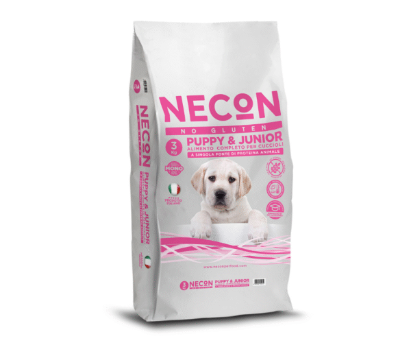 NECON No Gluten Puppy & Junior 3 KG. Монобелковый безглютеновый  корм для щенков и юниоров  — Свинина