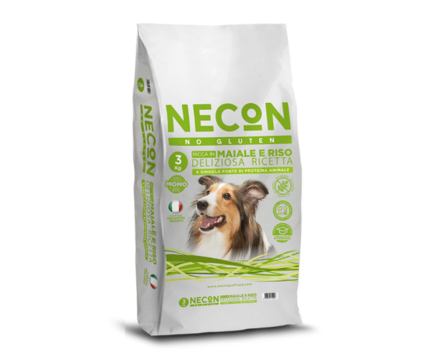 NECON No Gluten Ricca in Maiale 3 KG. Ühevalguline gluteenivaba kuivtoit täiskasvanud koertele – Sealiha