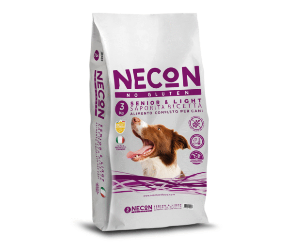 NECON No Gluten SENIOR & LIGHT 3 KG. Безглютеновый корм для пожилых собак и собак с чувствительным пищеварением — Свинина