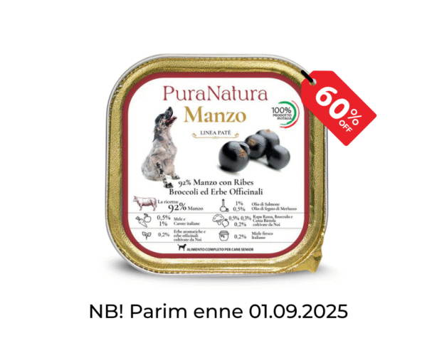 PuraNatura Dog Beef & Currants. Говядина с черной смородиной, влажный корм для собак 150 г