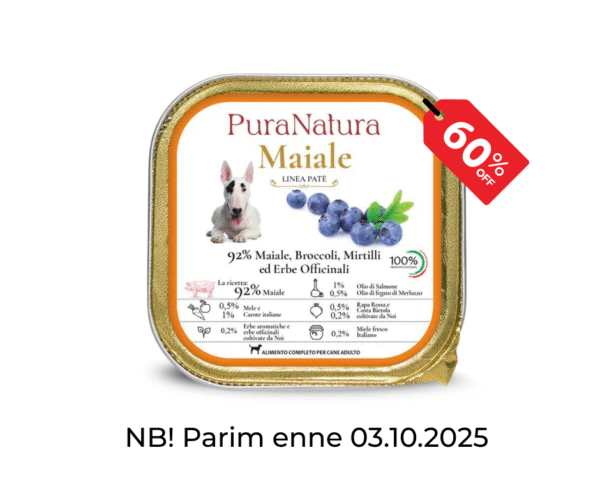 PuraNatura Dog Pork & Blueberries. Свинина с черникой, влажный корм для собак, 150 г
